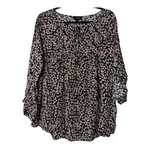 Suzanne Betro Shirts Top Blouse Women  2XL‎ Floral 3/4 Sleeve  Multicolored